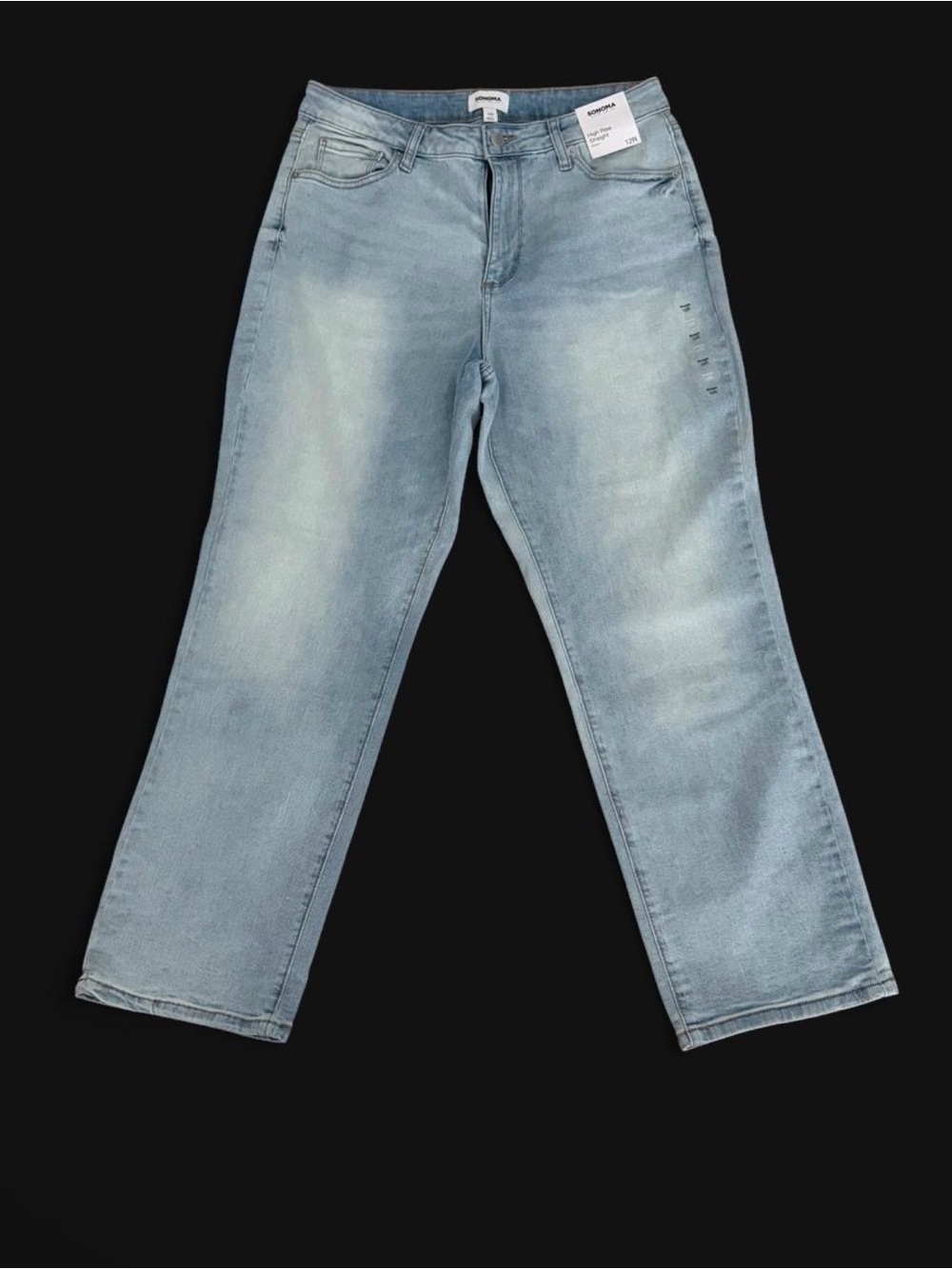 Sonoma High Rise Straight Stretch Jeans Women's Size 12R Light Wash Denim NWT